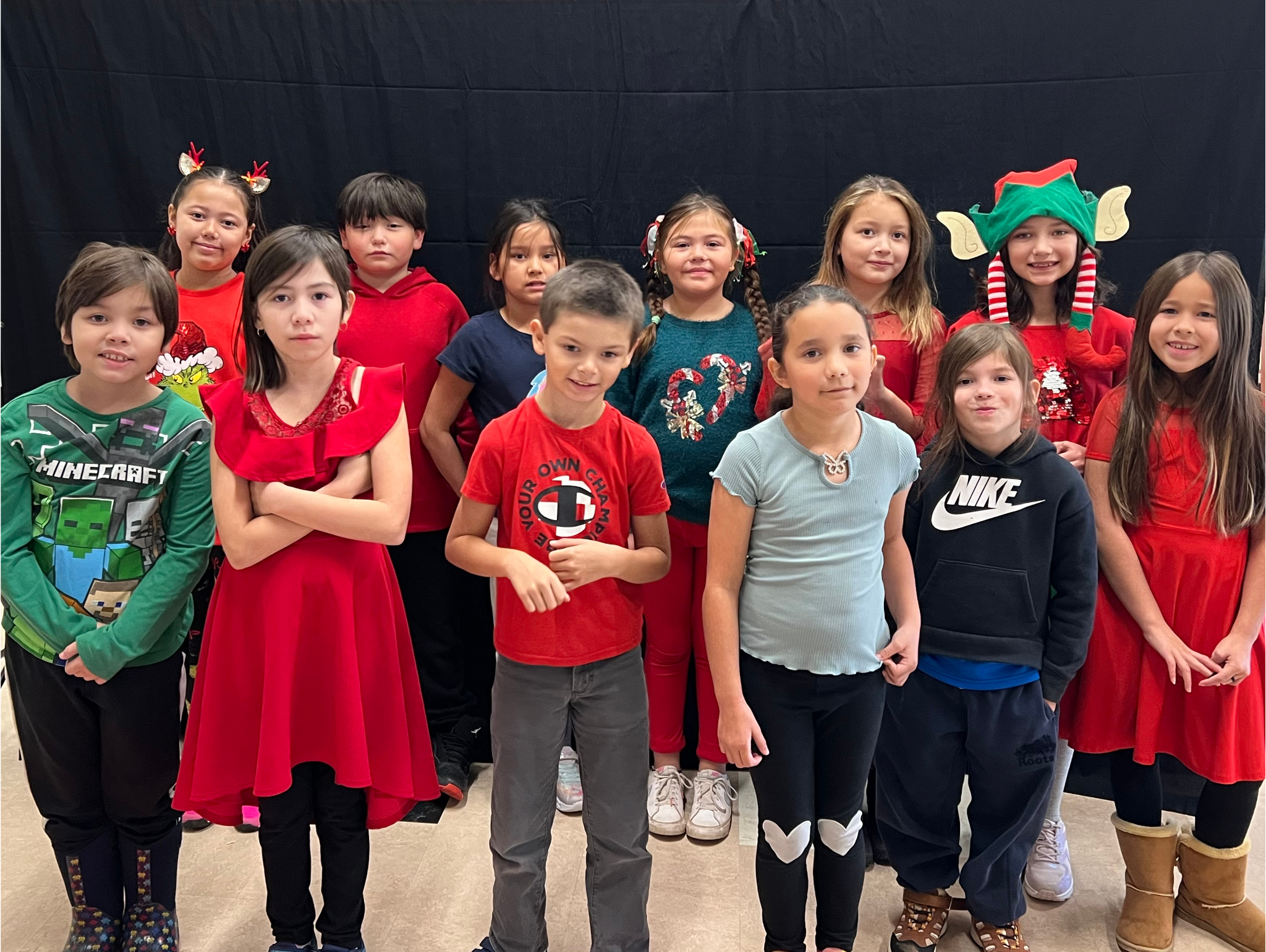 Back row (left to right): Bella, Devin, Viney, Aliyah, Kitpu, Alexis Front row (left to right) Hunter, Sierra, Zachary, Enzly, Jax, Deidre (missing from picture: Bryson)